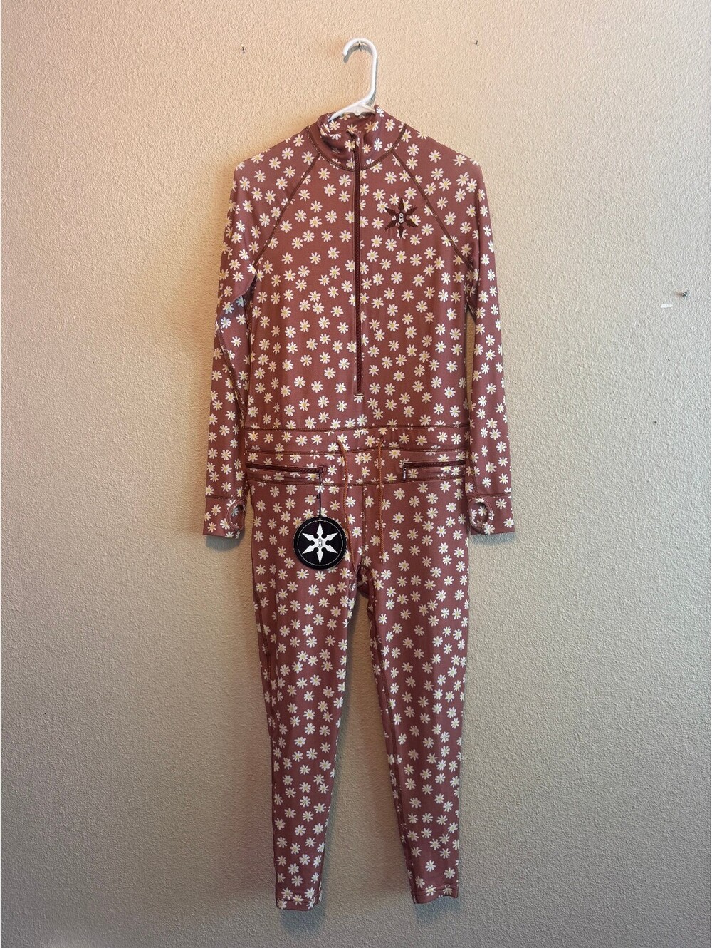 Airblaster Women's Hoodless Ninja Suit Rust Daisy Base Layer Set Size Small